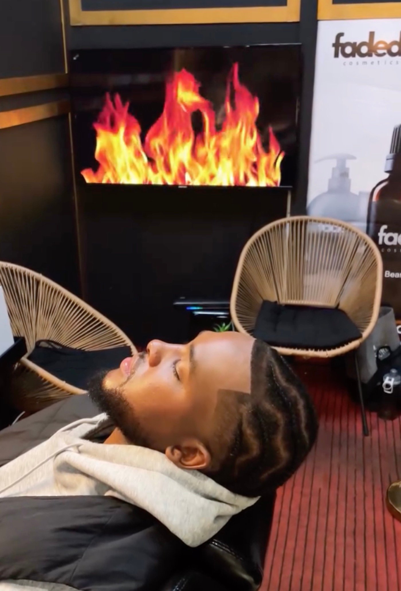 Relaxing in the lounge